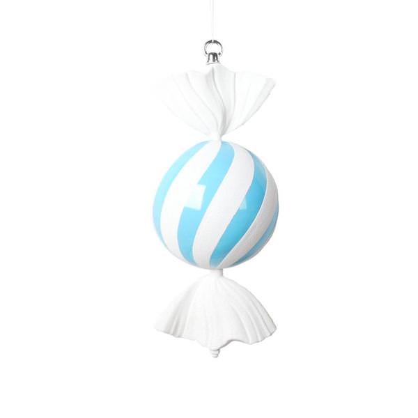 13" Baby Blue Round Swirl Candy Ornament