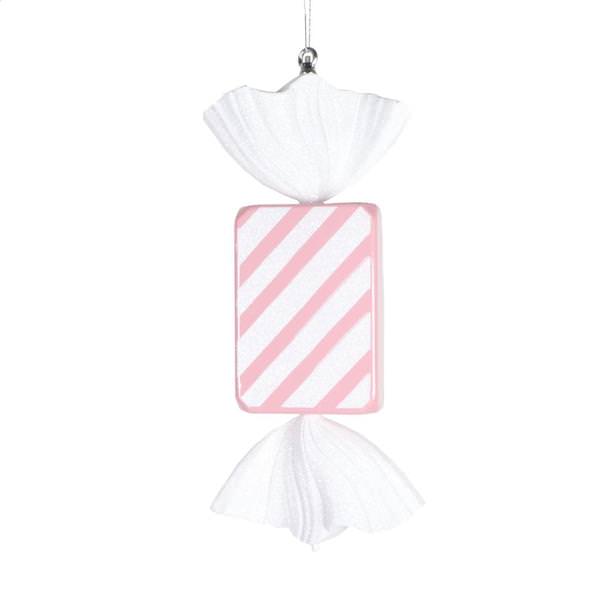 18.5" Pastel Pink Rectangle Stripe Candy Ornament