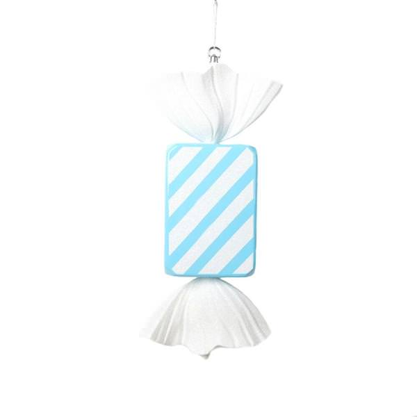 18.5" Baby Blue Rectangle Stripe Candy Ornament