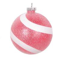 View 4" Red White Swirl Sugar Glitter Ball Ornament (4 pack)