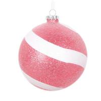 Vickerman 4.75" Red / White Plastic Sugar Glitter Swirl Ball Ornament (3 pack)