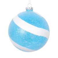 Vickerman 4.75" Light Blue White Swirl Sugar Glitter Ball Ornament (3 Pack)