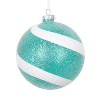 Vickerman 4.75" Teal / White Plastic Sugar Glitter Swirl Ball Ornament (3 pack)