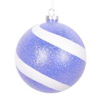 Vickerman 4.75" Purple / White Plastic Sugar Glitter Swirl Ball Ornament (3 pack)