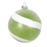 Vickerman 4.75" Lime / White Plastic Sugar Glitter Swirl Ball Ornament (3 pack)