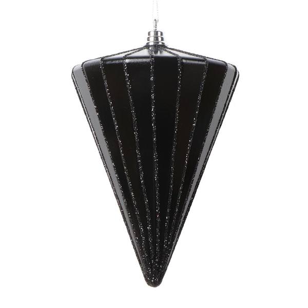 6" Shiny Black Cone Ornament (3 Pack)