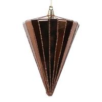Vickerman 6" Shiny Mocha Cone Ornament (3 Pack)
