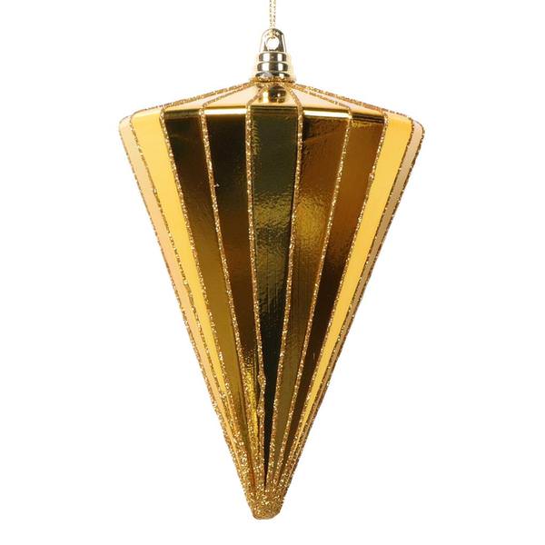 6" Shiny Antique Gold Cone Ornament (3 Pack)