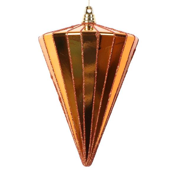 6" Shiny Burnished Orange Cone Ornament (3 Pack)