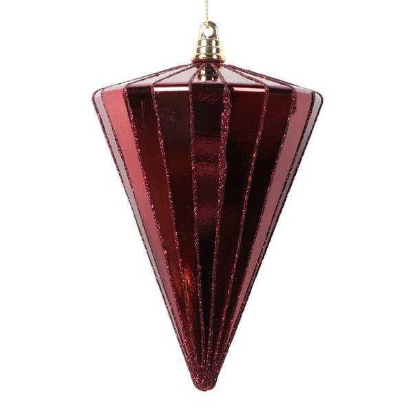 6" Shiny Burgundy Cone Ornament (3 Pack)