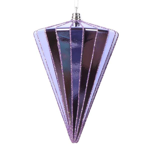 6" Shiny Lavender Cone Ornament (3 Pack)