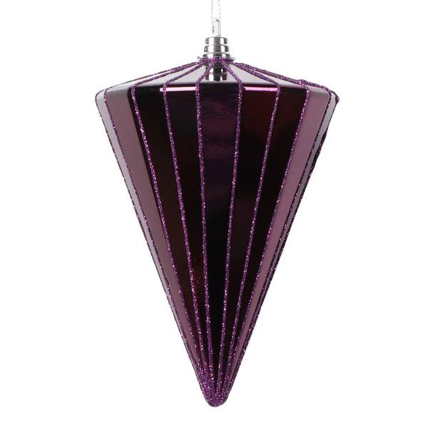 6" Shiny Plum Cone Ornament (3 Pack)