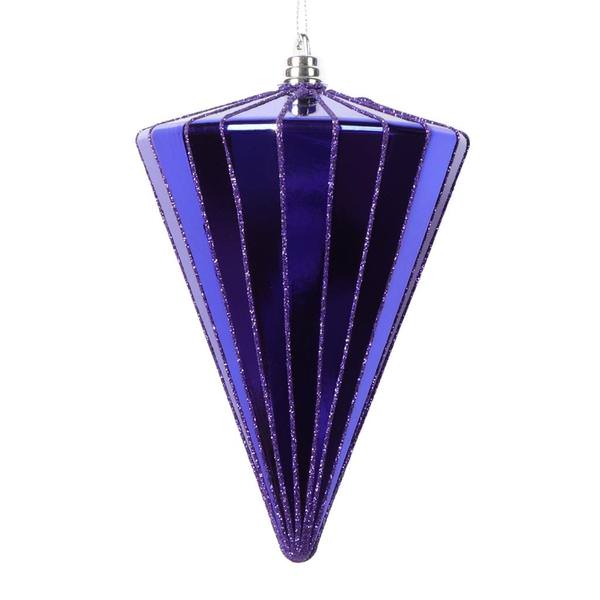 6" Shiny Purple Cone Ornament (3 Pack)