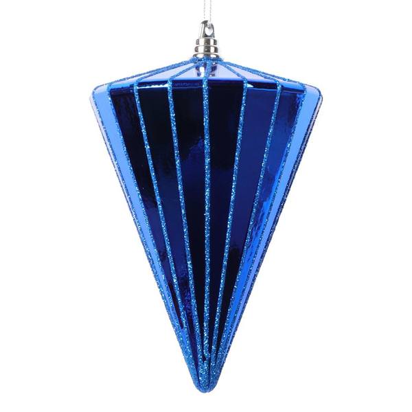 6" Shiny Blue Cone Ornament (3 Pack)