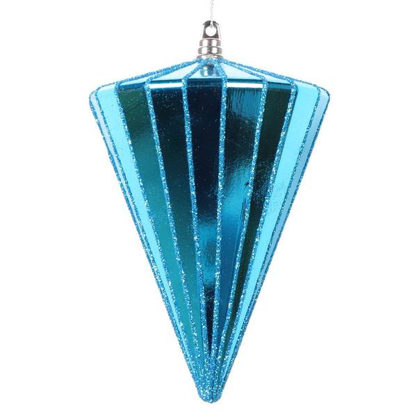 6" Shiny Turquoise Cone Ornament (3 Pack)
