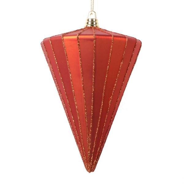 6" Matte Burnished Orange Cone Ornament (3 Pack)