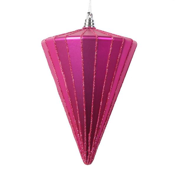 6" Matte Fuchsia Cone Ornament (3 Pack)