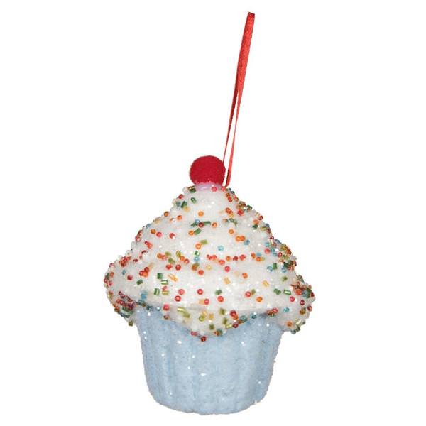 4.5" Light Blue Cupcake Ornament (2 pack)