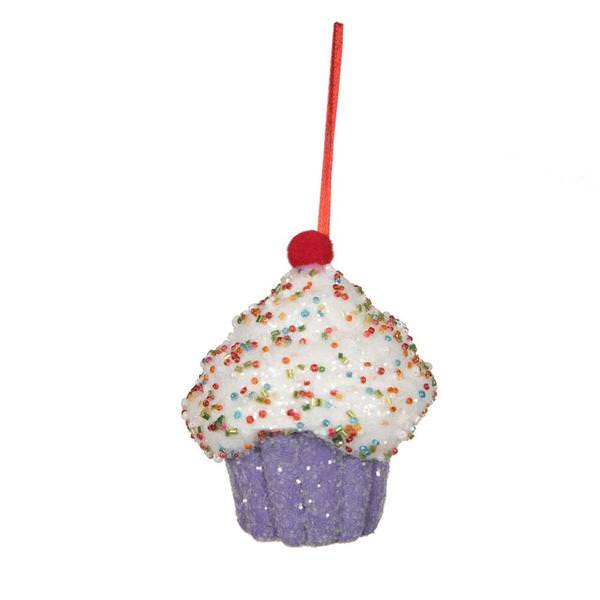 4.5" Purple Cupcake Ornament (2 pack)