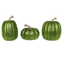 Vickerman 8" Lime Pumpkin Ornaments (3 Pack)