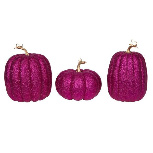 8" Pink Pumpkin Ornaments (3 Pack)