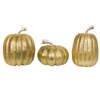 Vickerman 8" Gold Pumpkin Ornaments (3 Pack)