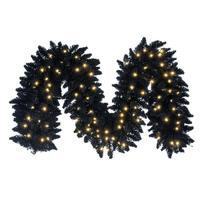 Vickerman 9' x 14" Artificial Flocked Black Fir Pre-Lit Artificial Garland with 100 Dura-Lit® Warm White Mini Lights