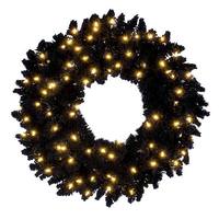 Vickerman 30" Artificial Black Fir Wreath 100 Dura-Lit® Warm White LED Lights