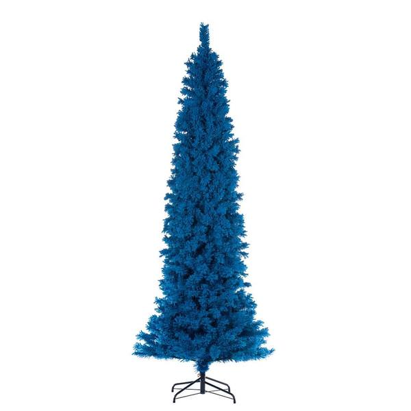 9' x 43" Flocked Slim Turquoise Pencil Unlit