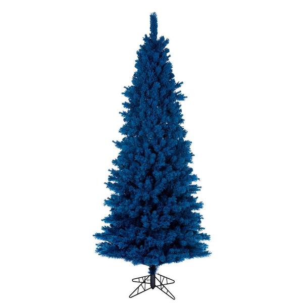 7.5' x 40" Flocked Turquoise Fir Slim Unlit