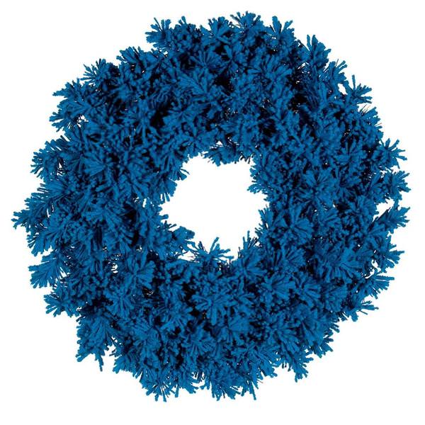 30" Flocked Turquoise Fir Wreath Unlit