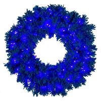 Vickerman 24" Artificial Flocked Turquoise Fir Wreath 50 Dura-Lit® Turquoise LED Lights