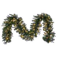 Vickerman 9' x 14" Artificial Douglas Fir Garland with 100 Dura-Lit® Warm White Mini Lights LED Lights