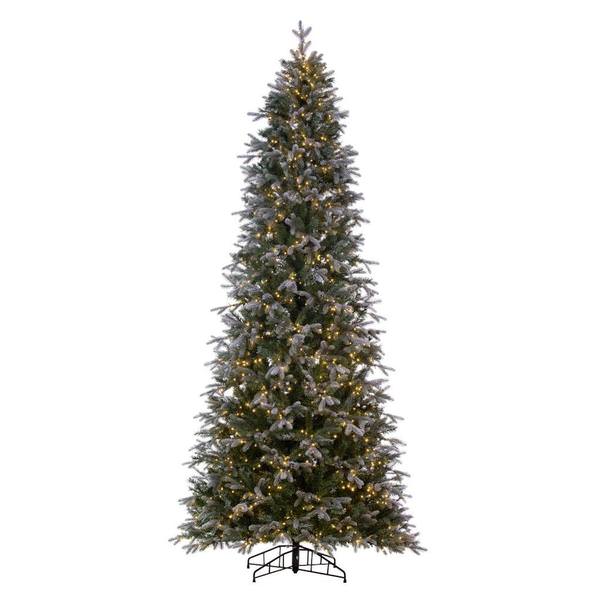 12' x 62" Artificial Frosted Douglas Fir 3,200 LED Warm White Lights Slim Prelit