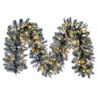 Vickerman 9' x 14" Artificial Frosted Douglas Garland 100 Dura-Lit® Warm White LED Lights
