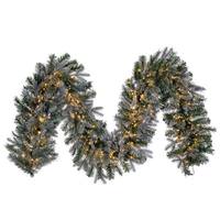 Vickerman 9' x 14" Artificial Frosted Douglas Garland 300 Warm White LED Lights