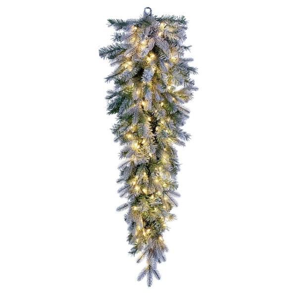 48" Artificial Frosted Douglas Fir Teardrop 100 Dura-Lit® Warm White LED Lights