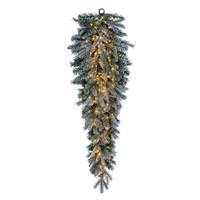 Vickerman 48" Artificial Frosted Douglas Fir Teardrop 200 Warm White LED Lights