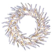 Vickerman 30" Artificial Flocked Pistol Pine Wreath 200 Warm White LED Lights