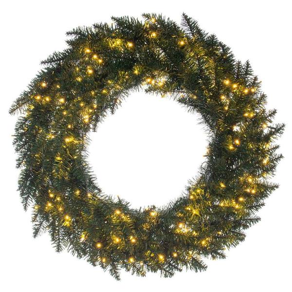 30" Green Camdon Fir Wreath 300 Warm White Lights