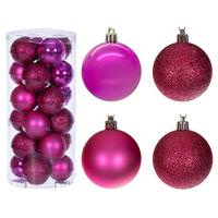 View 2.4" Hot Pink Matte Glitter Ball Ornament (24 Pack)