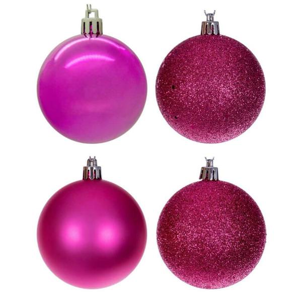 2.75" Hot Pink Glitter Ball Ornament (20 pack)