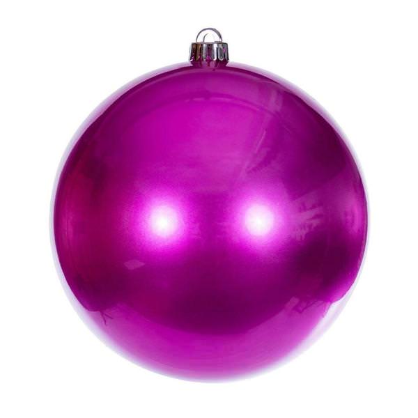 3" Hot Pink Candy Ball UV Drilled Cap Ornament (12 Pack)