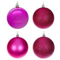 Vickerman 4.75" Hot Pink 4 Finish Ornaments (4 Pack)