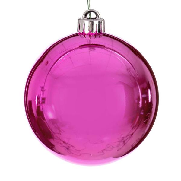 6" Hot Pink Shiny Ball Ornament (4 pack)
