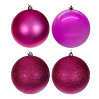 View 10" Hot Pink 4 Finish Ball Ball Ornament (4 pack)