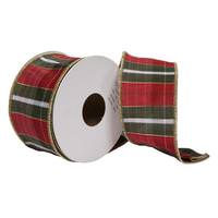 Vickerman 2.5"x30' Grey Dupion Plaid Ribbon