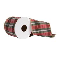 Vickerman 4"x30' Grey Dupion Plaid Ribbon