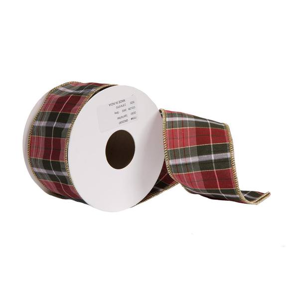 2.5"x30' Grey Dupion Plaid Ribbon