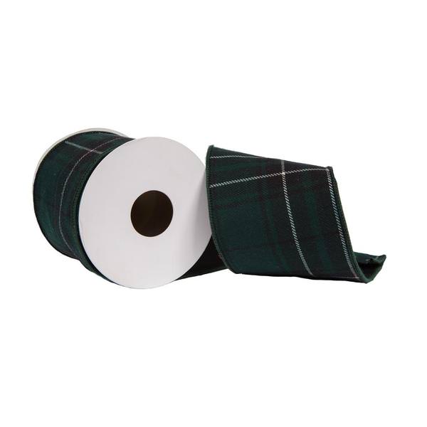 4"x15' Black Plaid Taffeta Ribbon